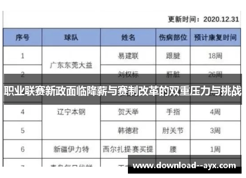 职业联赛新政面临降薪与赛制改革的双重压力与挑战